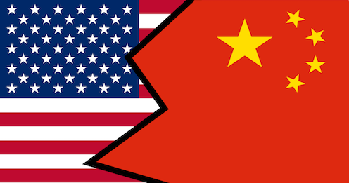 Flag which combines the flag from the US and China