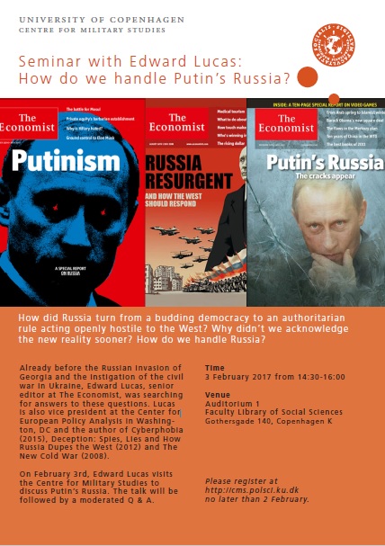Invitation to seminar with Edward Lucas: How do we Handle Putin's Russia?