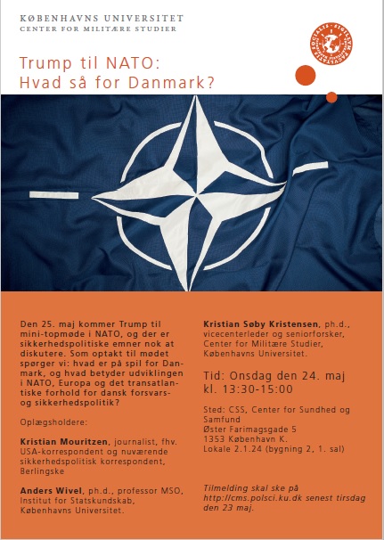 Plakat til arrangementet. På plakaten er der et stort billede af NATO-flaget og derudover praktiske informationer omkring tid og sted. 